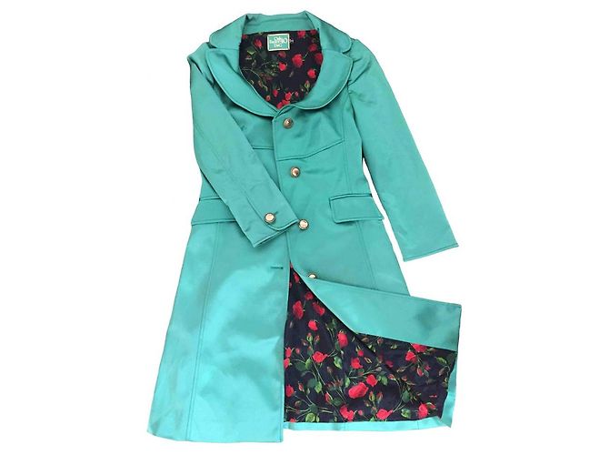 Abrigo de seda verde esmeralda D&G