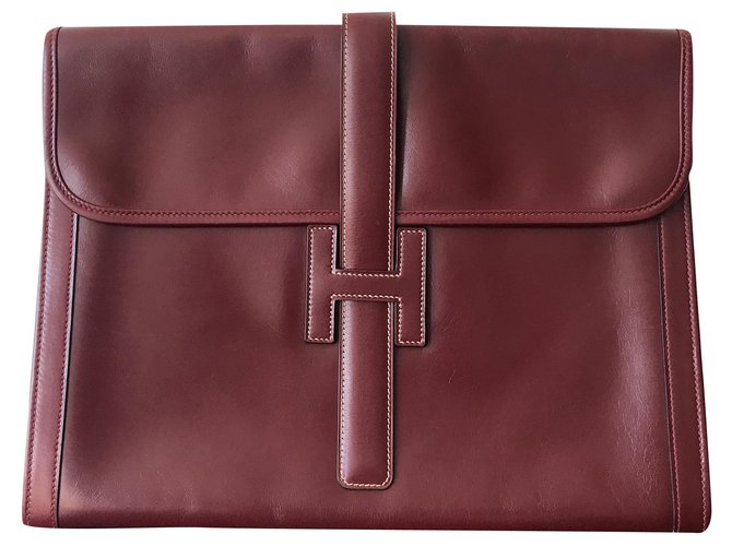 Hermès Jige Dark red Leather  ref.196693