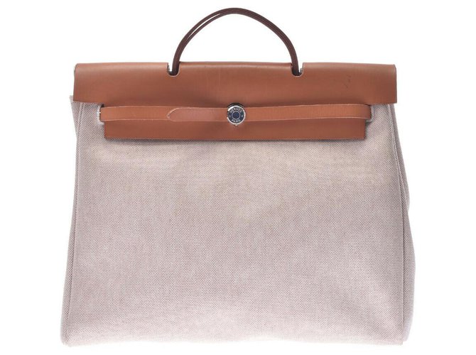 Hermès Handtasche Weiß Tweed  ref.196698
