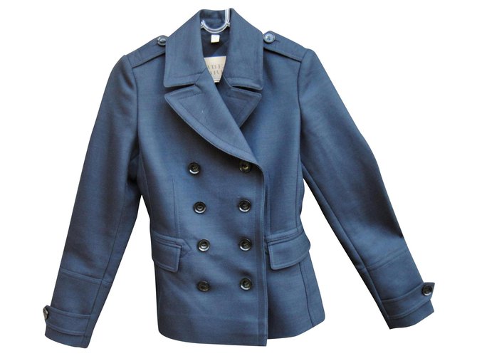 Burberry brit t casaco de lã 34/36 Azul Algodão Poliéster  ref.196741