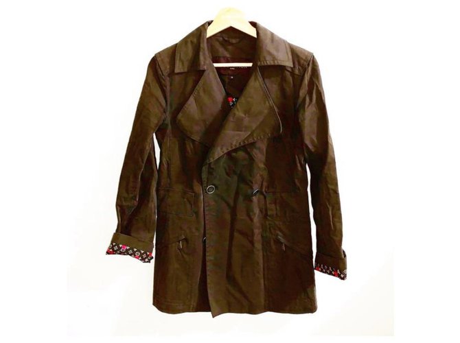 Louis Vuitton Rare Murakami Cherries Trench Jacket Size 38 Khaki Cotton Polyurethane  ref.196744