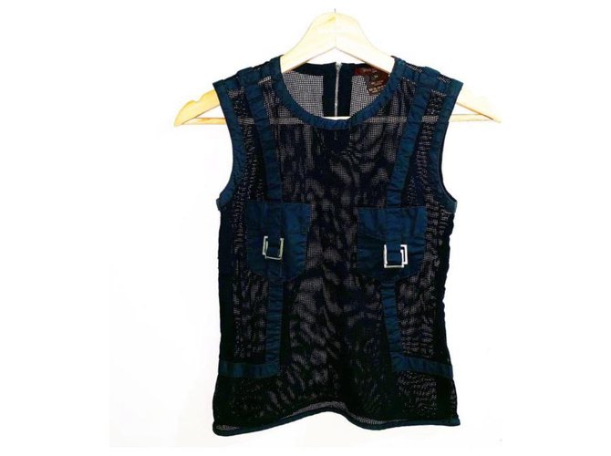 Louis Vuitton Mesh Transparent Two Pocket Top Size 34 Black Cotton  ref.196792 - Joli Closet