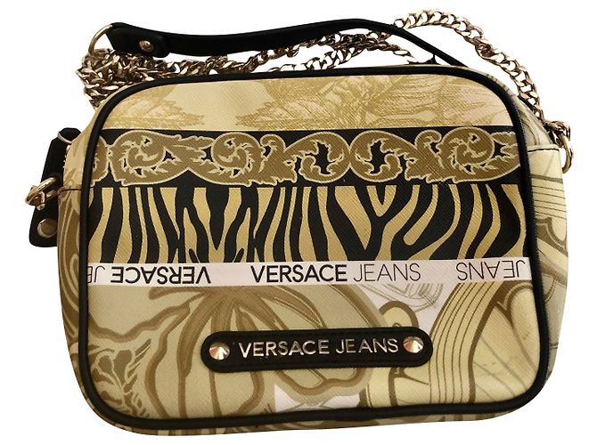 Bolsa de ombro Versace bege de modal