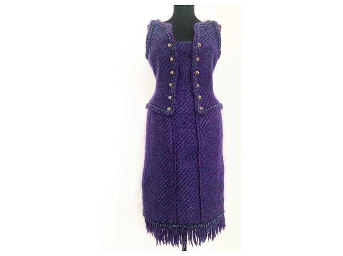 Chanel exclusive Paris-Dallas dress Purple Tweed  ref.196869