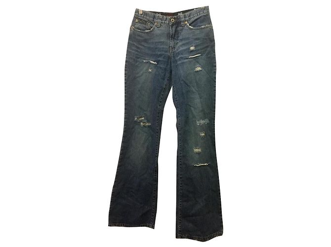 D&G Distressed Bootleg Jeans Blau