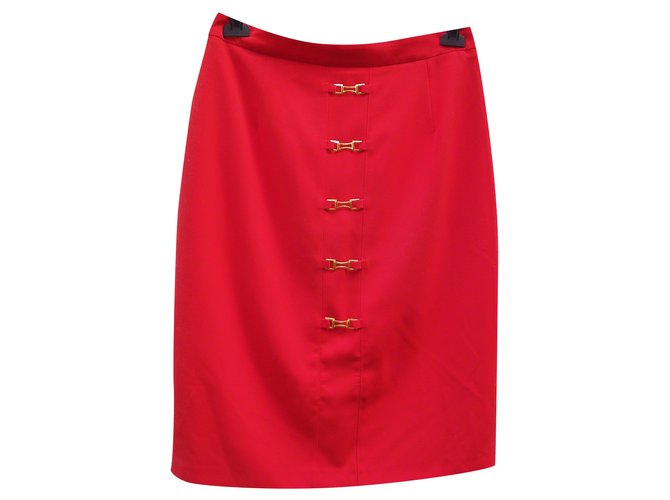 Burberry Skirts Red Polyester  ref.196897