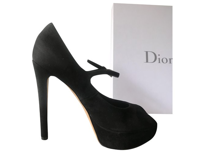 Christian Dior Heels Black Deerskin  ref.196902