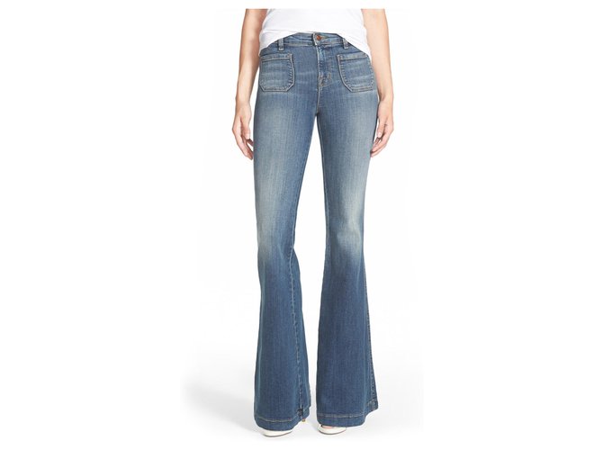 J Brand Demi Flared High-rise Jeans In Ashbury Blue Cotton Elastane Denim  ref.196911