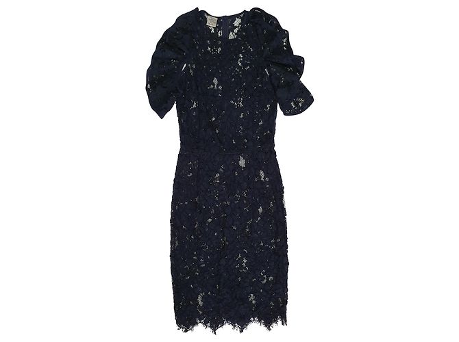 Baum und Pferdgarten Spitzenkleid Dunkelblau