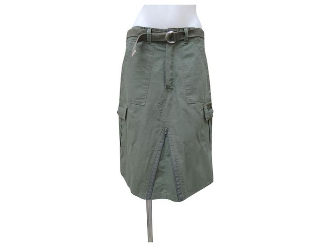 Gonna Twin Set in seta e cotone verde Taglia S Multicolore