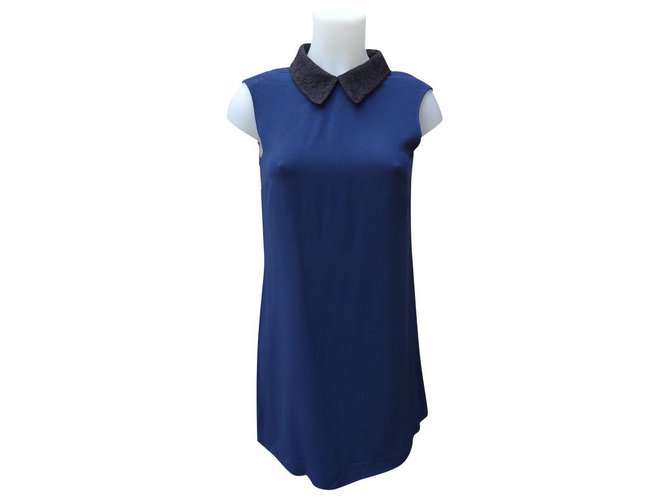 Miu Miu Dresses Black Blue Cotton Viscose  ref.196956