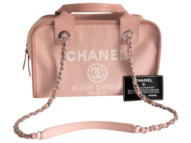 Chanel Deauville Bowling Rosa Lona  ref.197105