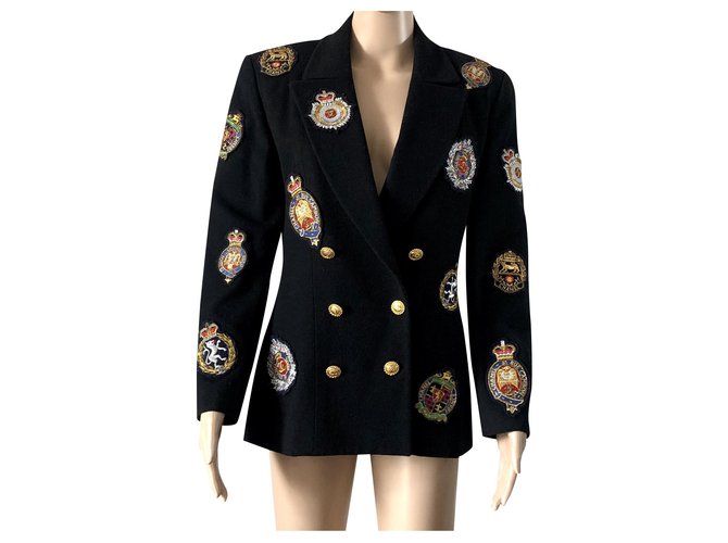 Chanel jacket - Multicolored badges Black Wool  ref.197160
