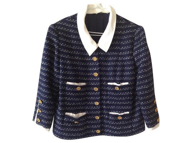Chanel Jackets Navy blue Wool  ref.197169