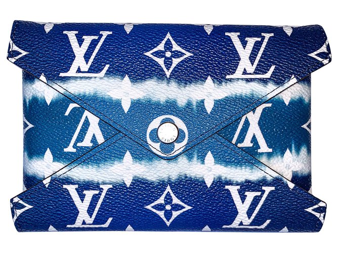 Louis Vuitton KIRIGAMI LV ESCALE POUCH Azul marinho Couro Lona  ref.197185
