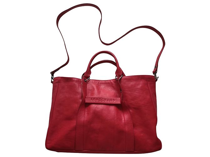 Sac cabas Longchamp 3D en cuir rouge