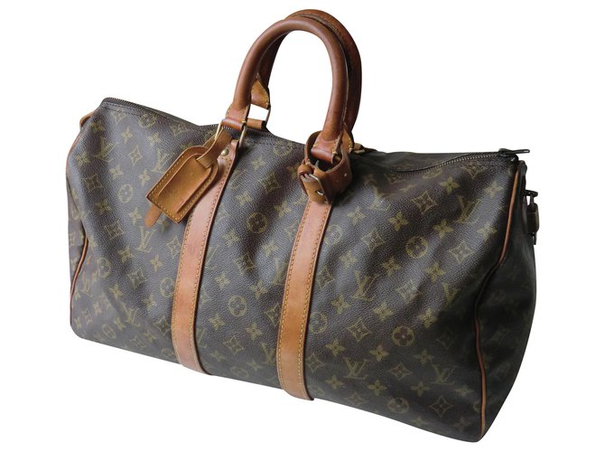 Louis Vuitton Keepall bag 45 Dark brown Cloth  ref.197283