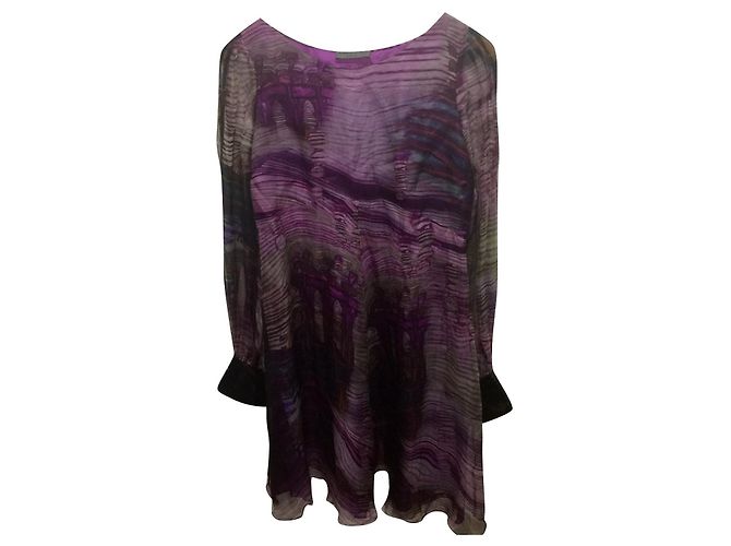 Vestido de gasa de seda Alberta Ferretti Multicolor Púrpura