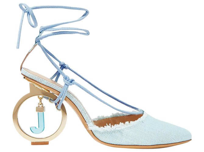 JACQUEMUS heels shoes  Chaussures Riviera slingback pumps Light blue Leather  ref.197287