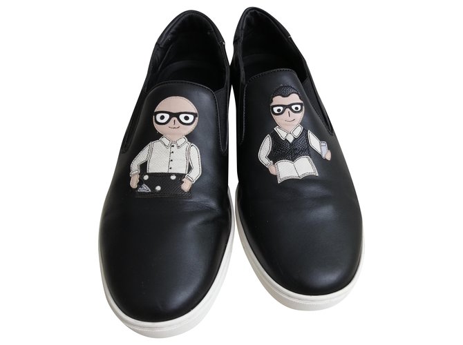Dolce & Gabbana Sneakers Black Leather ref.197333 - Joli Closet Dolce & Gabbana Sneakers Black Leather ref.197333 - Joli Closet