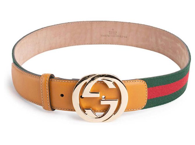GUCCI Unisex Web Belt with Double G Buckle 85-34