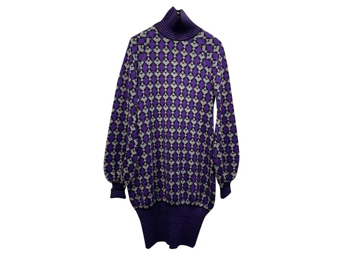 CHANEL Geometric Knitted Sweater Dress Tunika.sz 36 Mehrfarben Wolle  ref.197387