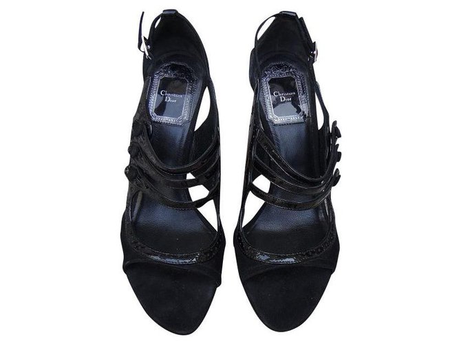 Dior sandali Nero Pelle Pelle verniciata  ref.197439