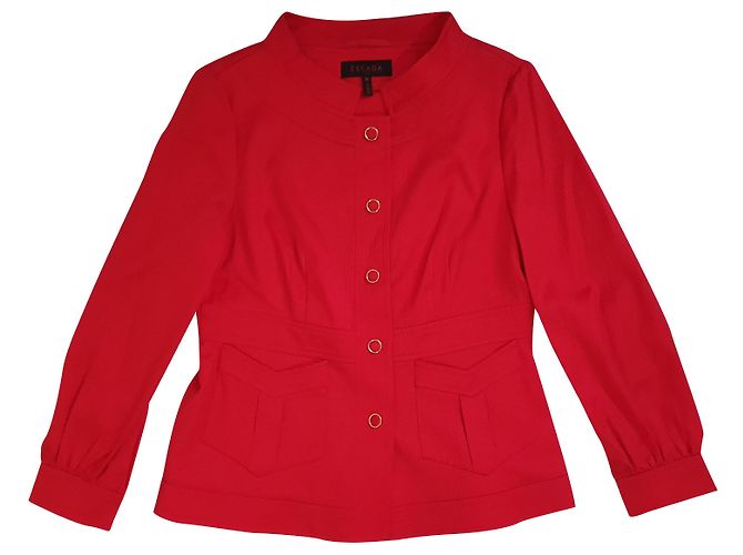 Escada Jacke Rot Baumwolle Elastan Größe M