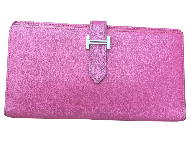 Hermès Béarn Pink Leather  ref.197466