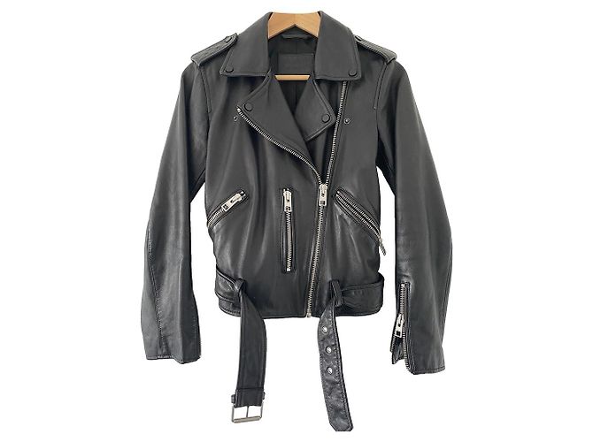 All Saints Balfern Lederjacke Schwarz