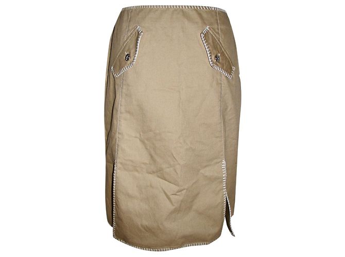 Falda de algodón Moschino Jeans beige Crema