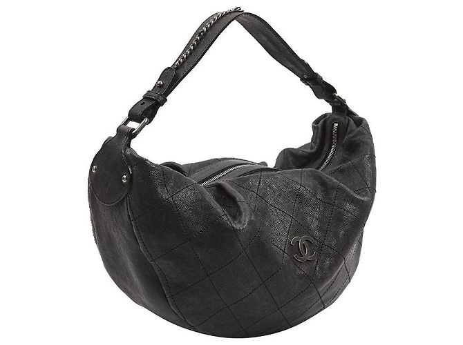 Chanel Umhängetasche aus Leder Dunkelgrau Anthrazitgrau