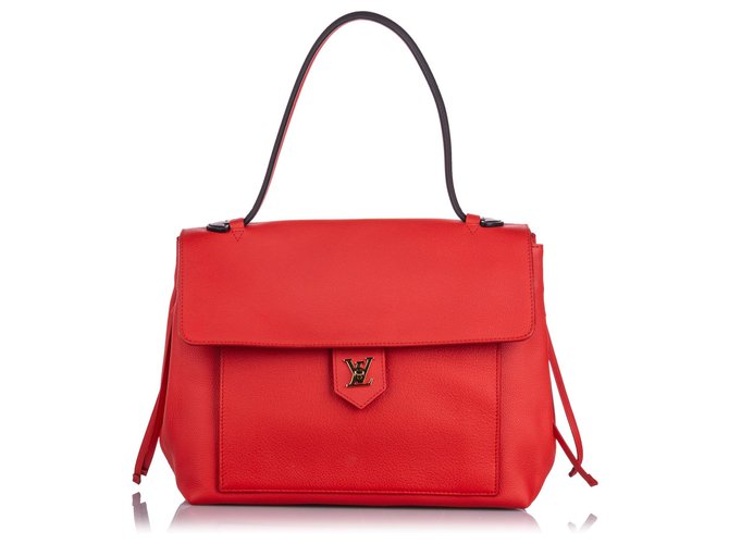 Louis Vuitton Red Leather LockMe MM Pony-style calfskin  ref.197684