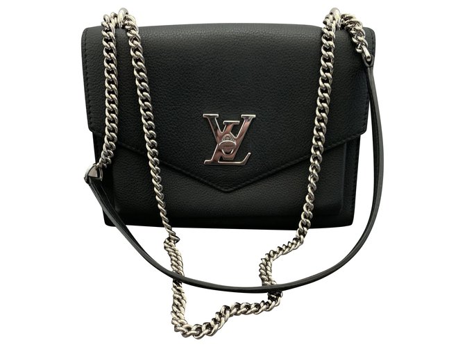Louis+Vuitton+Mylockme+Shoulder+Bag+Small+Black+Leather for sale online