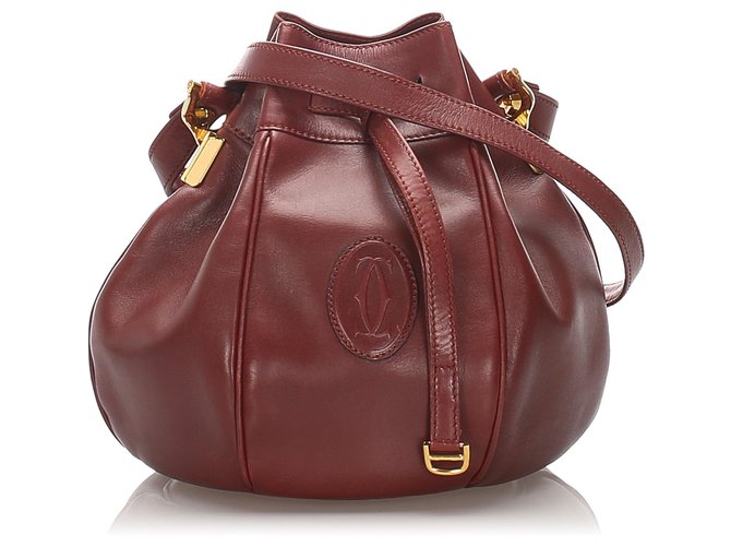 Cartier Red Must de Cartier Leather Bucket Bag