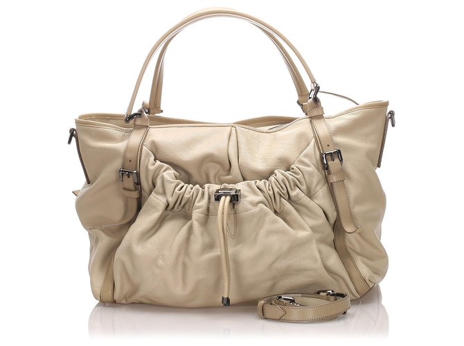 Burberry satchel de cuero marrón Castaño Beige Becerro  ref.197859