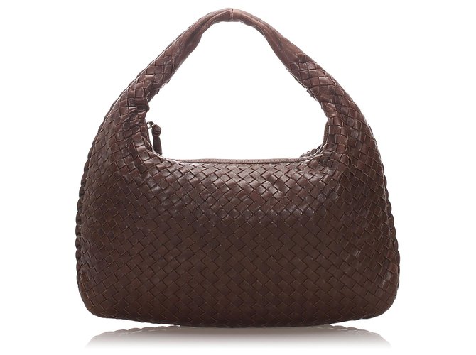 Dark brown Medium Intrecciato leather handbag