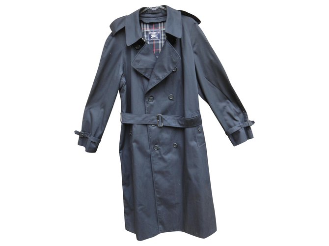 casaco Burberry vintage t para homem 64 com forro de lã removível, Nova Condição Azul marinho Algodão Poliéster  ref.197883