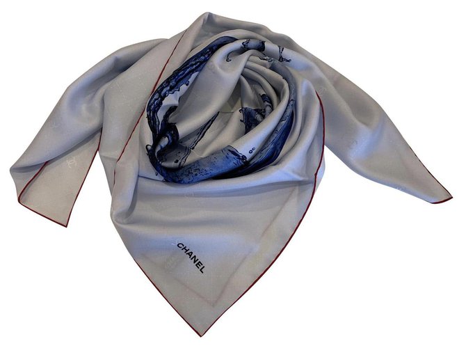 Chanel scarf Blue Silk  ref.197911