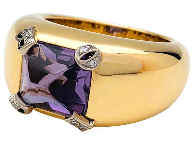 Dior "Mitza" Ring, zwei golds, Amethyst und Diamanten. Weißgold Gelbes Gold  ref.197953