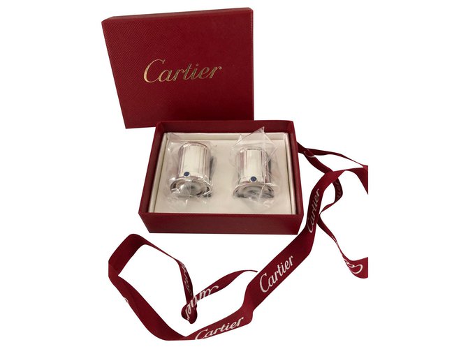 Cartier salt and pepper shakers Silvery Silver  ref.197981