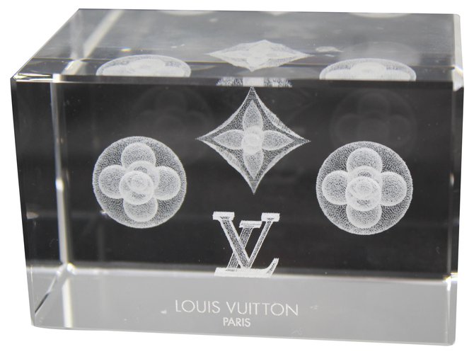 Fermacarte Louis Vuitton in cristallo Bianco Vetro  ref.198003