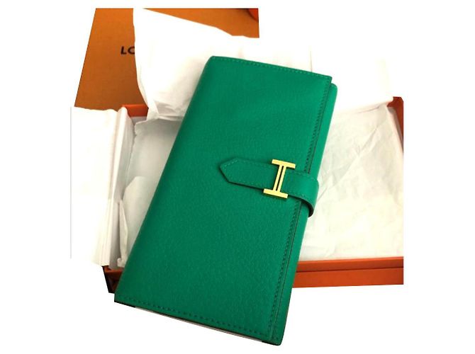 Béarn Hermès Billetera larga triple Hermes Bearn Verde