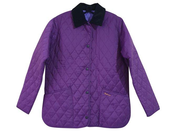 purple barbour jacket