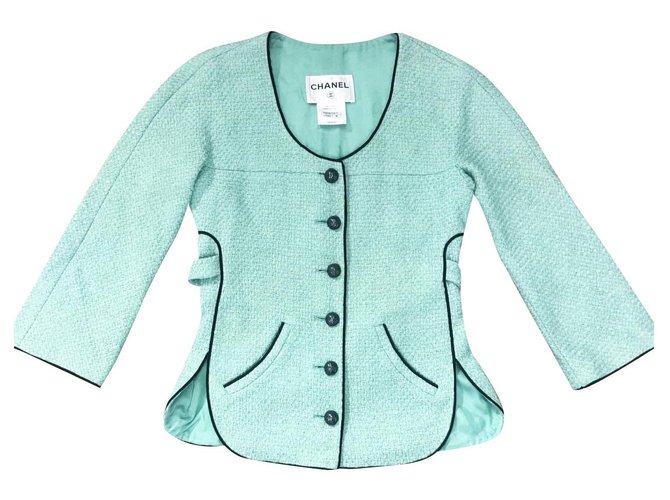 Chanel runway  tweed jacket Turquoise  ref.198135