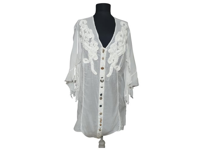Camicia bianca Elisa Cavaletti in seta e cotone Bianco
