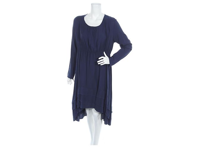 Autre Marque Abito Deerberg in cotone blu con volant