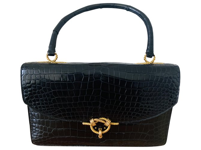 Hermès CIRCA 1950 Black Exotic leather  ref.198448