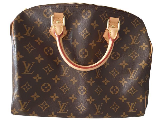 Speedy Louis Vuitton Handbags Brown Leather  ref.198533