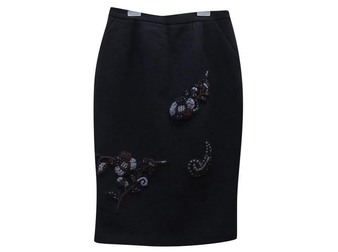 Miu Miu Skirts Black Wool Polyamide  ref.198554